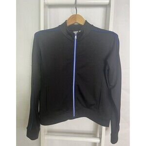 TAIL Golf Jacket Womens M Zip Front Black Blue Spring Knit Long Sleeve  Pockets
